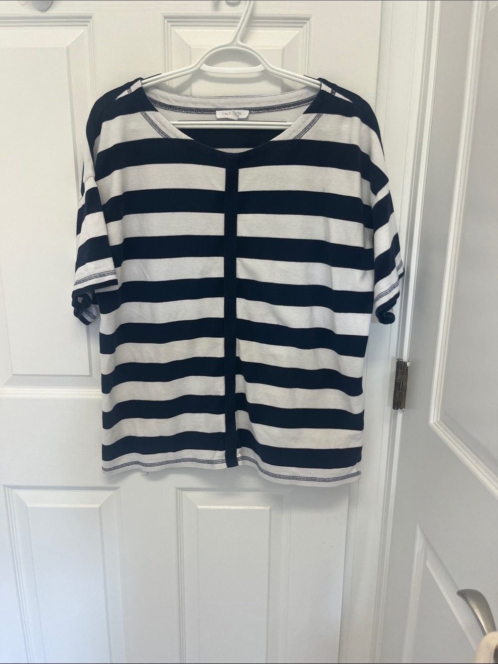 Talbots Black & White Striped Short-Sleeve Top